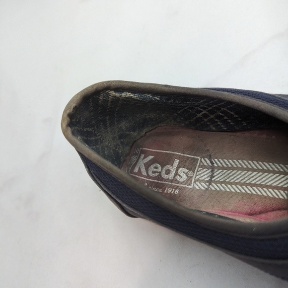 Keds Shoe Womens 9 Blue Gray Classic Stripe Low Top Sneaker Canvas WF46598M - Picture 6 of 10